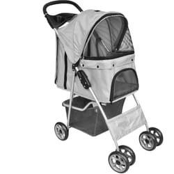Passeggino per Cani Gatti Pieghevole 37x80x99 cm con ruote posteriori bloccabili Grigio