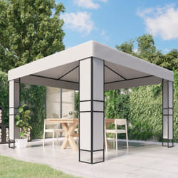 vidaXL Gazebo con Tetto Doppio 3 x 3 m Bianco