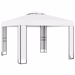 vidaXL Gazebo con Tetto Doppio 3 x 3 m Bianco - Vista aggiuntiva 2