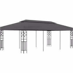 Questo ampio gazebo con elementi decorativi in stile floreale sarà un'aggiunta elegante ai vostri ambienti esterni. Questo te ...