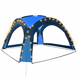 vidaXL Tenda per Feste con LED e 4 Pareti 3,6x3,6x2,3 m Blu - Vista aggiuntiva 2