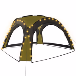vidaXL Tenda per Feste con LED e 4 Pareti 3,6x3,6x2,3 m Verde - Vista aggiuntiva 2