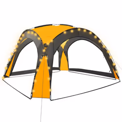 vidaXL Tenda per Feste con LED e 4 Pareti 3,6x3,6x2,3 m Gialla - Vista aggiuntiva 2