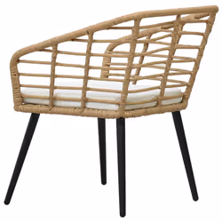VidaXL 48576 sedia da esterno Terrazzo Seduta imbottita Poliestere, Rattan sintetico, Acciaio Nero, Quercia, Bianco - Vista aggiuntiva 5