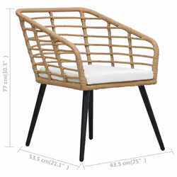 VidaXL 48576 sedia da esterno Terrazzo Seduta imbottita Poliestere, Rattan sintetico, Acciaio Nero, Quercia, Bianco - Vista aggiuntiva 8