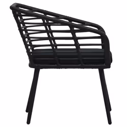 VidaXL 48578 sedia da esterno Terrazzo Seduta imbottita Poliestere, Rattan sintetico, Acciaio Nero - Vista aggiuntiva 4