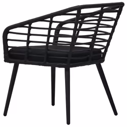 VidaXL 48578 sedia da esterno Terrazzo Seduta imbottita Poliestere, Rattan sintetico, Acciaio Nero - Vista aggiuntiva 5