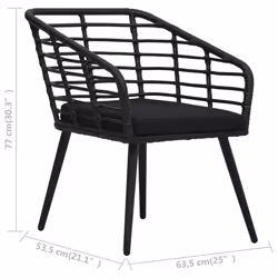 VidaXL 48578 sedia da esterno Terrazzo Seduta imbottita Poliestere, Rattan sintetico, Acciaio Nero - Vista aggiuntiva 8