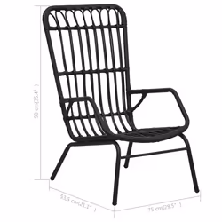 VidaXL 48581 sedia da esterno Terrazzo Seduta imbottita Rattan sintetico, Acciaio Nero - Vista aggiuntiva 7