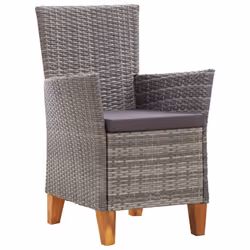 VidaXL 46003 sedia da esterno Terrazzo Seduta imbottita Legno di acacia, Rattan sintetico, Acciaio Grigio - Vista aggiuntiva 2