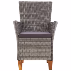 VidaXL 46003 sedia da esterno Terrazzo Seduta imbottita Legno di acacia, Rattan sintetico, Acciaio Grigio - Vista aggiuntiva 3