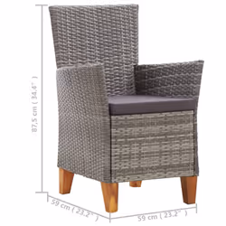VidaXL 46003 sedia da esterno Terrazzo Seduta imbottita Legno di acacia, Rattan sintetico, Acciaio Grigio - Vista aggiuntiva 7