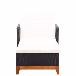 VidaXL 46012 sedia da esterno Salone Seduta imbottita Legno di acacia, Rattan sintetico, Acciaio Nero, Crema, Bianco - Vista aggiuntiva 2