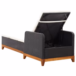 VidaXL 46012 sedia da esterno Salone Seduta imbottita Legno di acacia, Rattan sintetico, Acciaio Nero, Crema, Bianco - Vista aggiuntiva 3