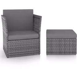 VidaXL 48193, Terrazzo, Seduta imbottita, Acciaio, Rattan sintetico, Grigio, Cotone, 590 mm