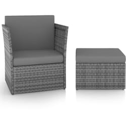 VidaXL 48193 sedia da esterno Terrazzo Seduta imbottita Acciaio, Rattan sintetico Grigio