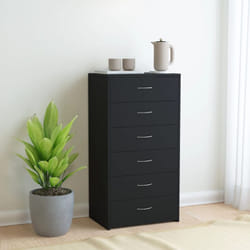 Credenza, Madia per salotto con 6 Cassetti Nera 50x34x96 cm in Truciolato Vidaxl