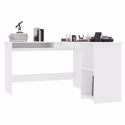 vidaXL Scrivania Angolare a L Bianca 120x140x75cm in Legno Multistrato - Vista aggiuntiva 3