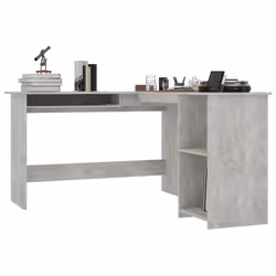 vidaXL Scrivania Angolare a L Grigio Cemento 120x140x75cm Multistrato - Vista aggiuntiva 3