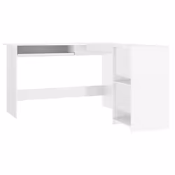 vidaXL Scrivania Angolare a L Bianco Lucido 120x140x75cm Multistrato - Vista aggiuntiva 2