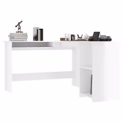 vidaXL Scrivania Angolare a L Bianco Lucido 120x140x75cm Multistrato - Vista aggiuntiva 3