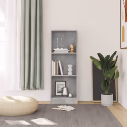 vidaXL Libreria a 3 Ripiani Cemento 40x24x109 cm in Legno Multistrato - Vista aggiuntiva 3