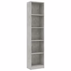 vidaXL Libreria 5 Ripiani Grigio Cemento 40x24x175cm Legno Multistrato - Vista aggiuntiva 2