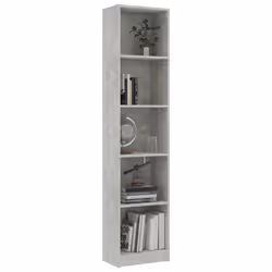 vidaXL Libreria 5 Ripiani Grigio Cemento 40x24x175cm Legno Multistrato - Vista aggiuntiva 3