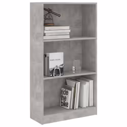 vidaXL Libreria a 3 Ripiani Cemento 60x24x109 cm in Legno Multistrato - Vista aggiuntiva 3