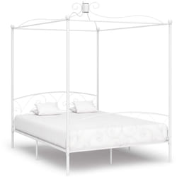 Letto a Baldacchino, Letto per adulti Bianco in Metallo 160x200 cm Vidaxl 3362