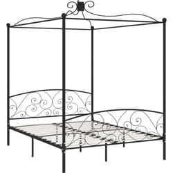 Letto a Baldacchino, Letto per adulti Nero in Metallo 180x200 cm Vidaxl 2744