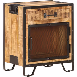Questo comodino in legno in stile industriale sarà un'aggiunta decorativa e pratica al vostro arredamento. Il comodino è real ...