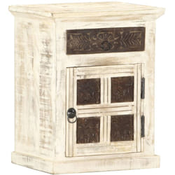 Vidaxl - Comodino Bianco 40x30x50 cm in Legno Massello di Mango 310782