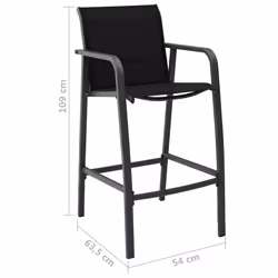VidaXL 48117 sedia da esterno Terrazzo Acciaio, Tessile Nero - Vista aggiuntiva 7