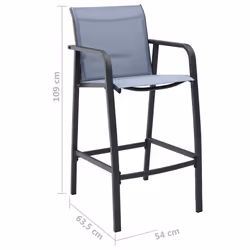 VidaXL 48118 sedia da esterno Terrazzo Acciaio, Tessile Grigio - Vista aggiuntiva 7