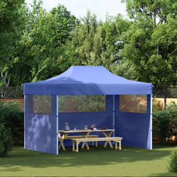 vidaXL Gazebo Professionale Pieghevole con 3 Pareti 3x4m Acciaio Blu