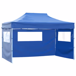 vidaXL Gazebo Professionale Pieghevole con 3 Pareti 3x4m Acciaio Blu - Vista aggiuntiva 2