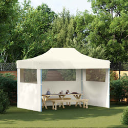 vidaXL Gazebo Professionale Pieghevole con 3 Pareti 3x4m Acciaio Crema