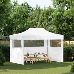 vidaXL Gazebo Professionale Pieghevole 3 Pareti 280x410x315 cm Acciaio Bianco