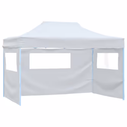 vidaXL Gazebo Professionale Pieghevole 3 Pareti 280x410x315 cm Acciaio Bianco - Vista aggiuntiva 2