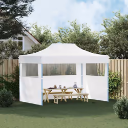 vidaXL Gazebo Professionale Pieghevole 3 Pareti 280x410x315 cm Acciaio Bianco - Vista aggiuntiva 3