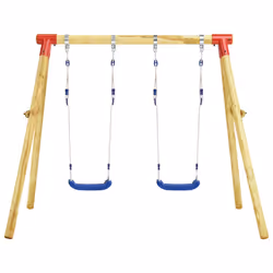 Set Altalena da Giardino 230x130x166 cm in Legno di Pinocod mxl 130459 - Vista aggiuntiva 3