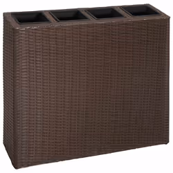 vidaXL Letti Rialzati da Giardino con 4 Vasi 2 pz in Polyrattan Marrone - Vista aggiuntiva 3