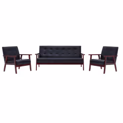 VidaXL 279136, Nero, 3 seduta(e), Poliestere, 1580 mm, 670 mm, 735 mm