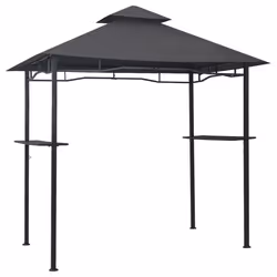 vidaXL Gazebo per Barbecue 240x150x255 cm Antracite in Acciaio - Vista aggiuntiva 2