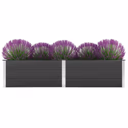 vidaXL Letto Rialzato da Giardino 250x50x54 cm in WPC Grigio - Vista aggiuntiva 2