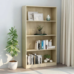 Libreria a 4 Ripiani, Scaffale Rovere Sonoma 80x24x142 cm in Truciolato Vidaxl