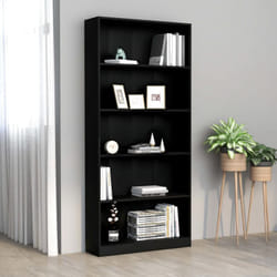 Libreria a 5 Ripiani, Scaffale Nera 80x24x175 cm in Truciolato Vidaxl