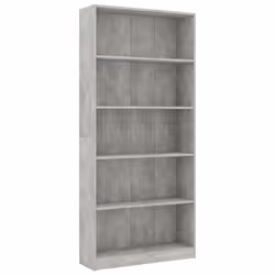 vidaXL Libreria 5 Ripiani Grigio Cemento 80x24x175cm Legno Multistrato - Vista aggiuntiva 2