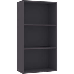 Libreria a 3 Ripiani Grigia 60x30x114 cm in Legno Multistrato Vidaxl